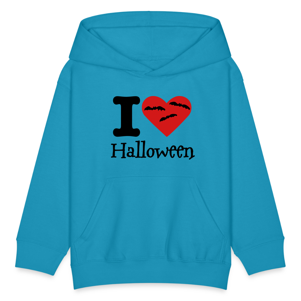 Kids' Hoodie "I Love Halloween" - turquoise