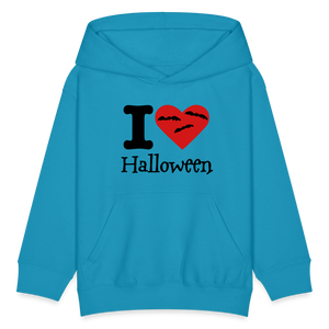 Kids' Hoodie "I Love Halloween" - turquoise