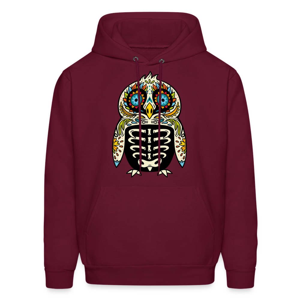 Men's Hoodie "Colorful Owl Blue Eyes" - burgundy