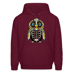 Men's Hoodie "Colorful Owl Blue Eyes" - burgundy