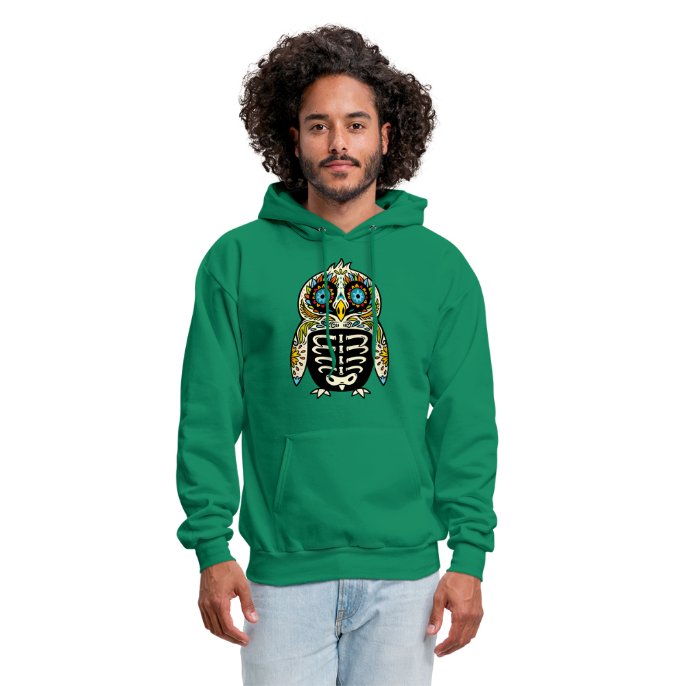 Men's Hoodie "Colorful Owl Blue Eyes" - kelly green