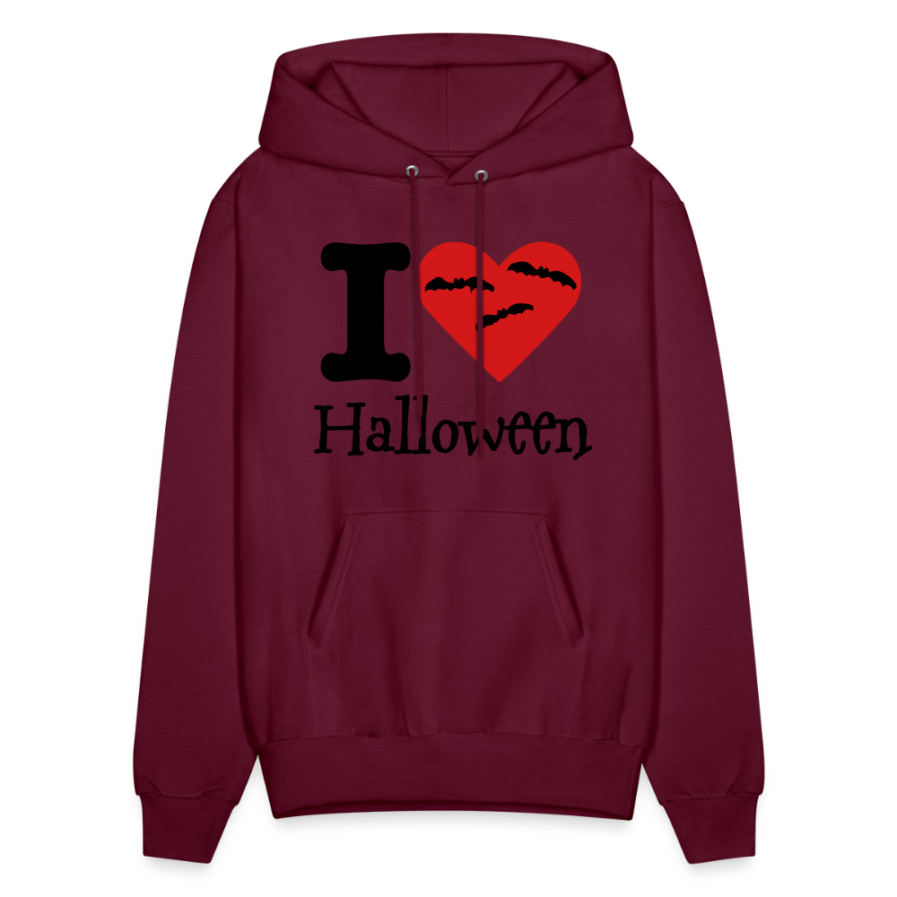 Men's Hanes Hoodie "I Love Halloween" - burgundy