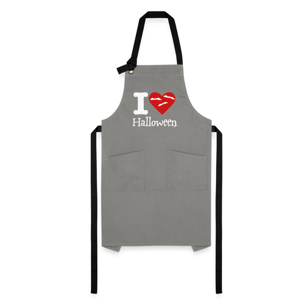 Artisan Apron "I Love Halloween" - gray/black