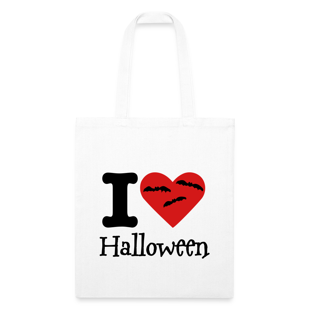 Recycled Tote Bag "I Love Halloween" - white