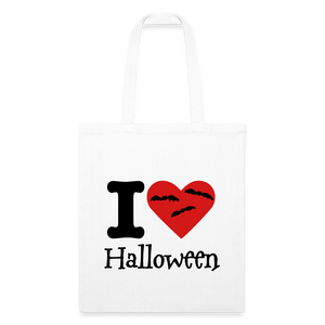 Recycled Tote Bag "I Love Halloween" - white