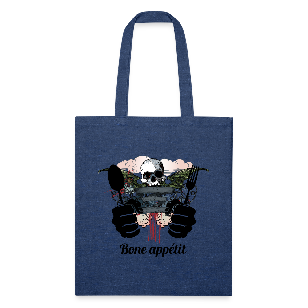 Recycled Tote Bag "Bone appétit" - heather navy