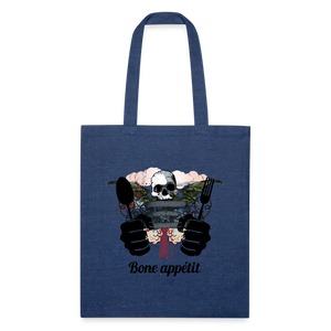 Recycled Tote Bag "Bone appétit" - heather navy