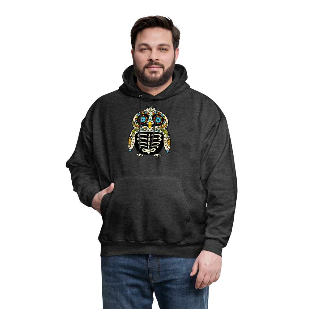 Men's Hoodie "Colorful Owl Blue Eyes" - charcoal grey