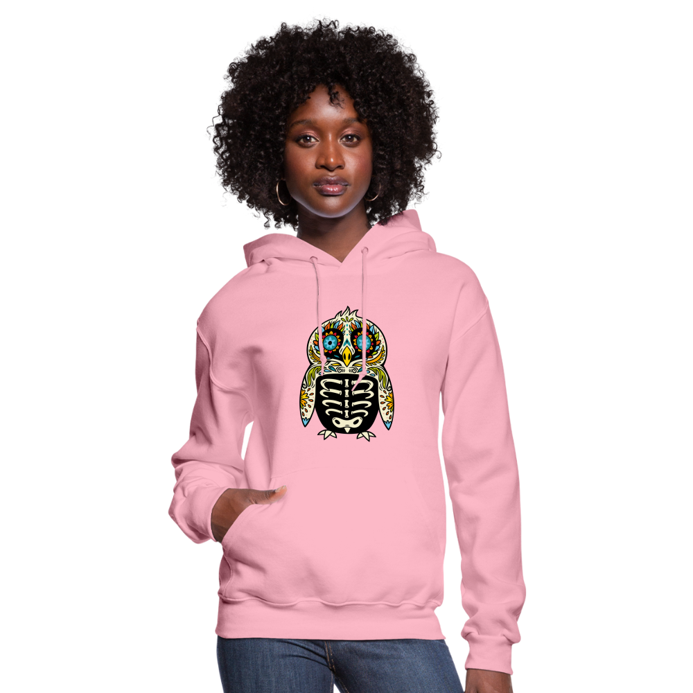 Women's Hoodie "Colorful Owl Blue Eyes" - classic pink