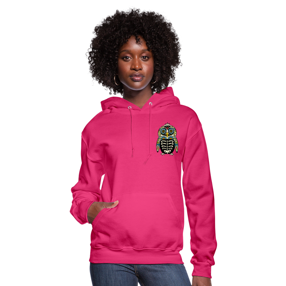 Women's Hoodie "Colorful Owl" - fuchsia