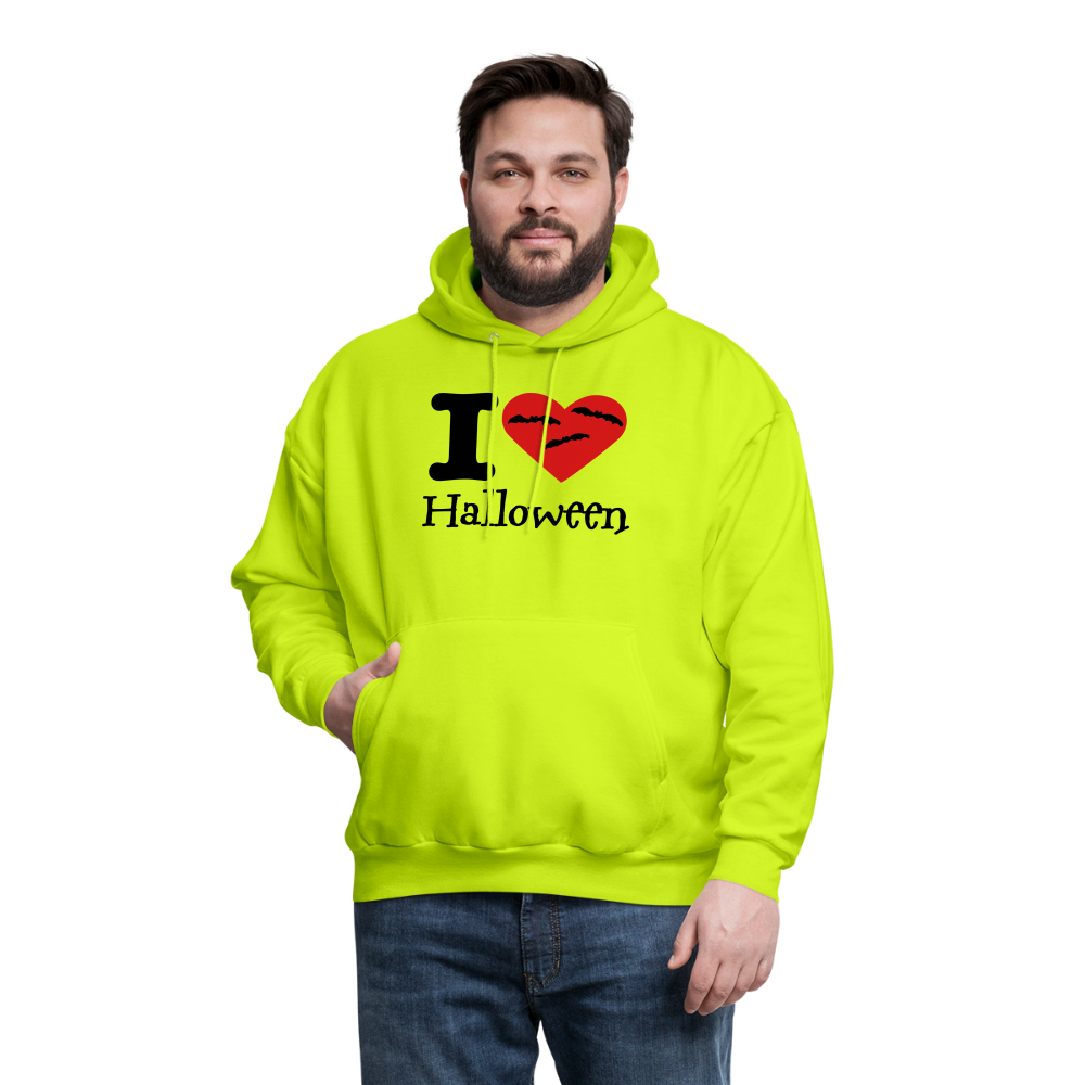 Men's Hanes Hoodie "I Love Halloween" - safety green