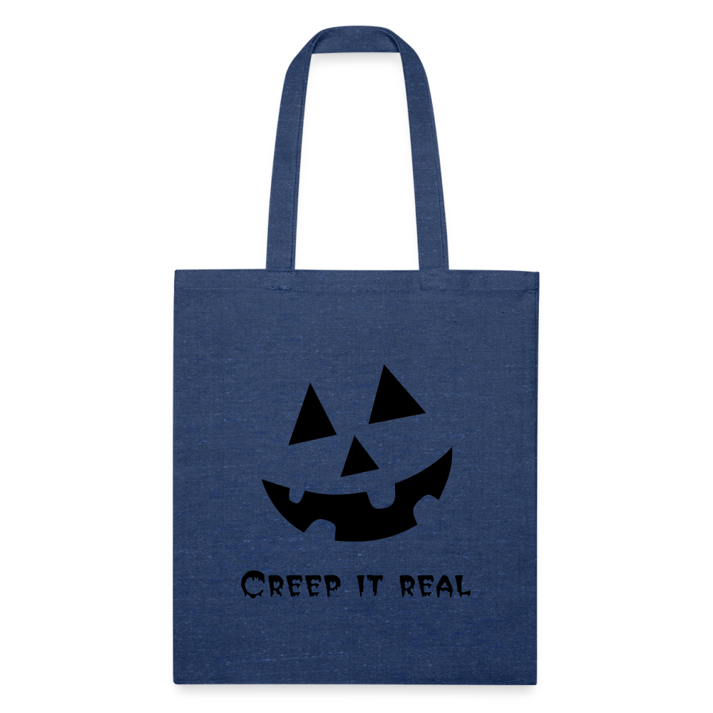 Recycled Tote Bag "Jack-o'-lantern" 🎃 - heather navy