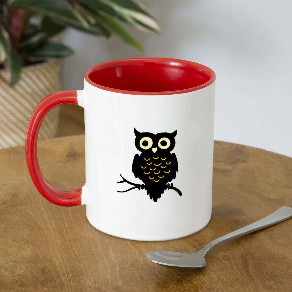 Contrast Mug "Cute Owl" - white/red