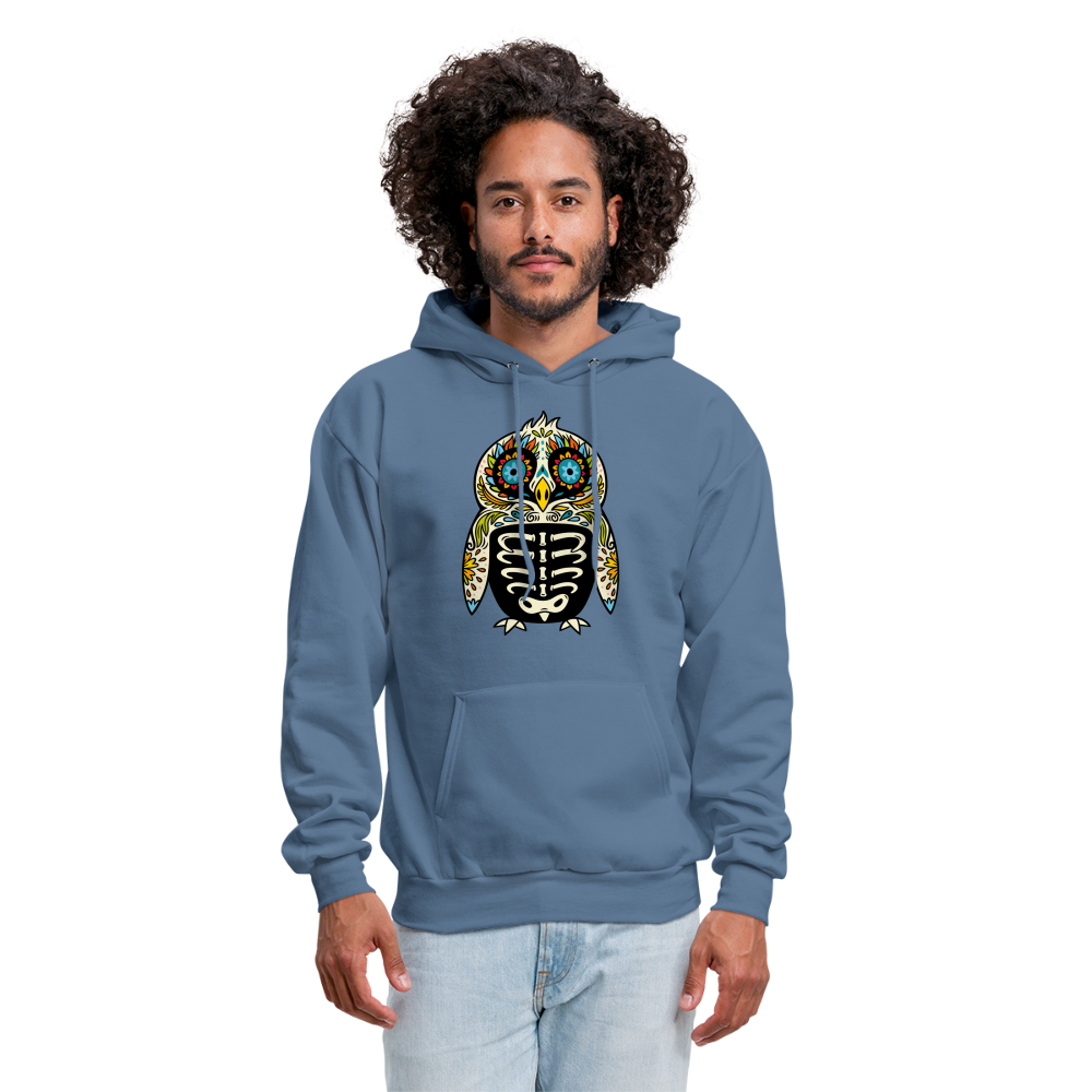 Men's Hoodie "Colorful Owl Blue Eyes" - denim blue