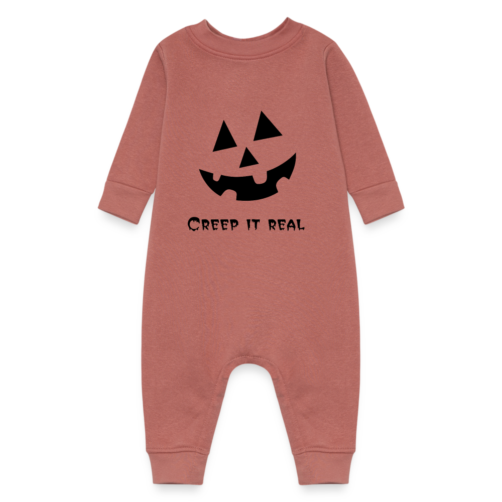 Baby Fleece One Piece "Jack-o'-lantern" - mauve