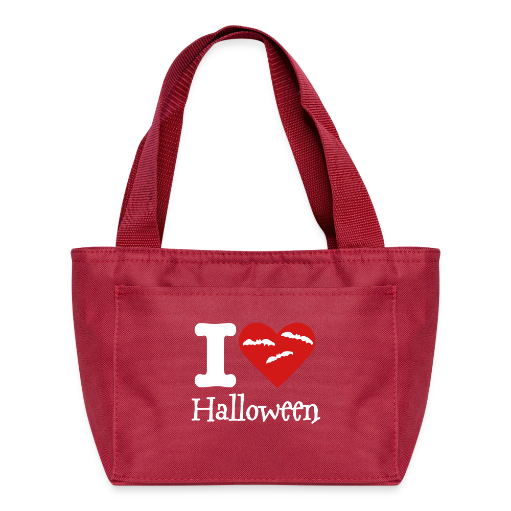 Recycled Insulated Lunch Bag "I Love Halloween" - red