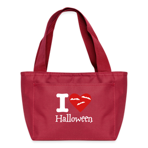 Recycled Insulated Lunch Bag "I Love Halloween" - red