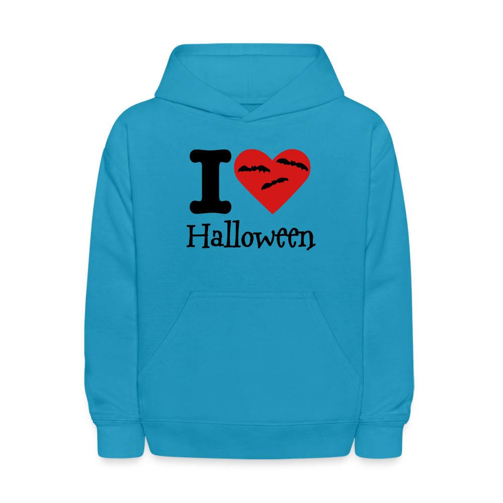 Kids' Hoodie "I Love Halloween" - turquoise