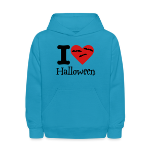 Kids' Hoodie "I Love Halloween" - turquoise