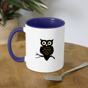 Contrast Mug "Cute Owl" - white/cobalt blue