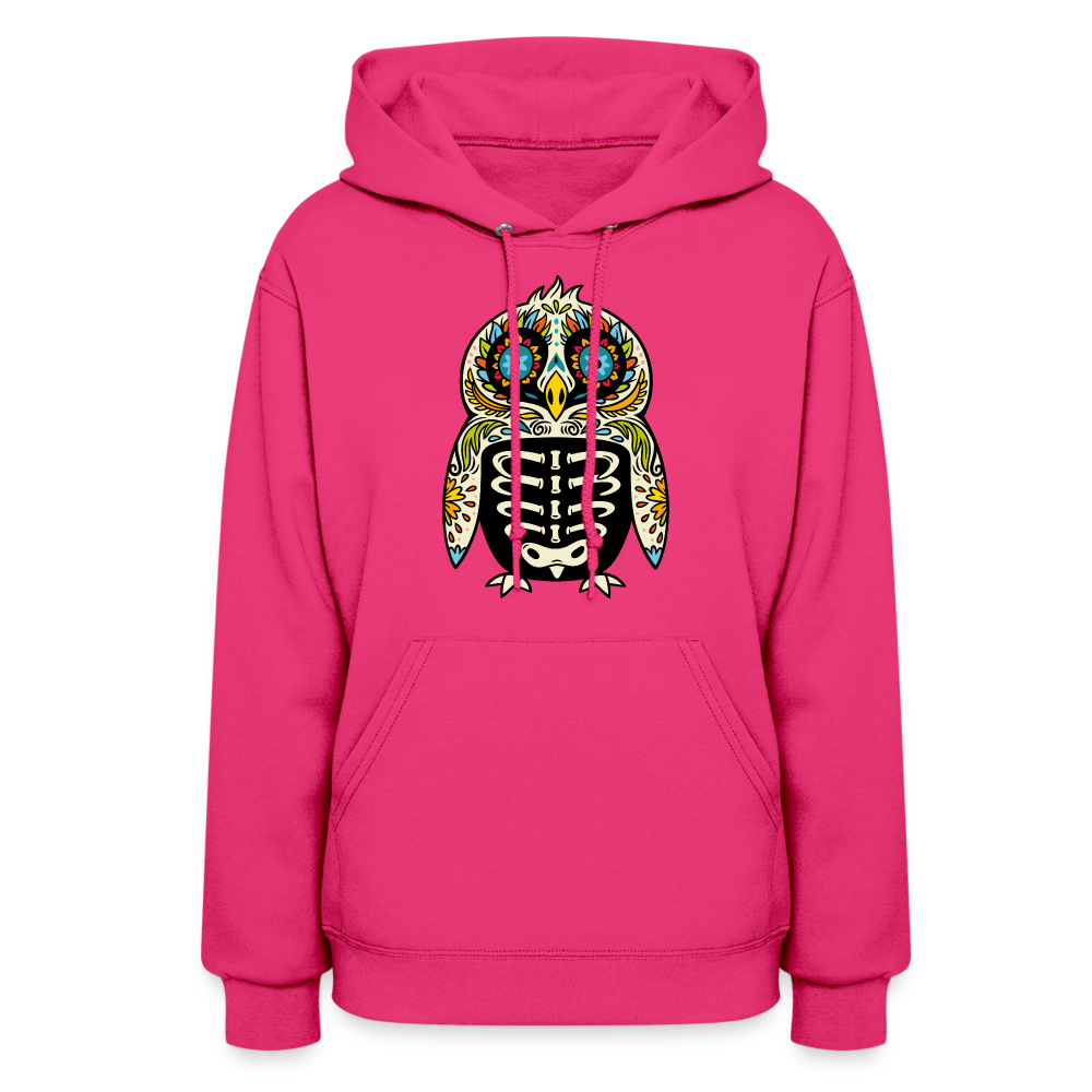 Women's Hoodie "Colorful Owl Blue Eyes" - fuchsia