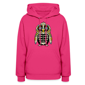 Women's Hoodie "Colorful Owl Blue Eyes" - fuchsia