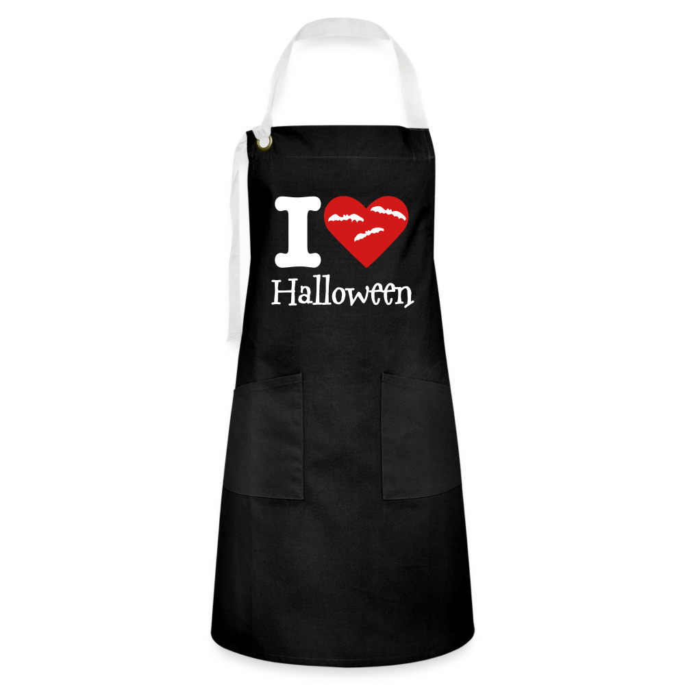 Artisan Apron "I Love Halloween" - black/white