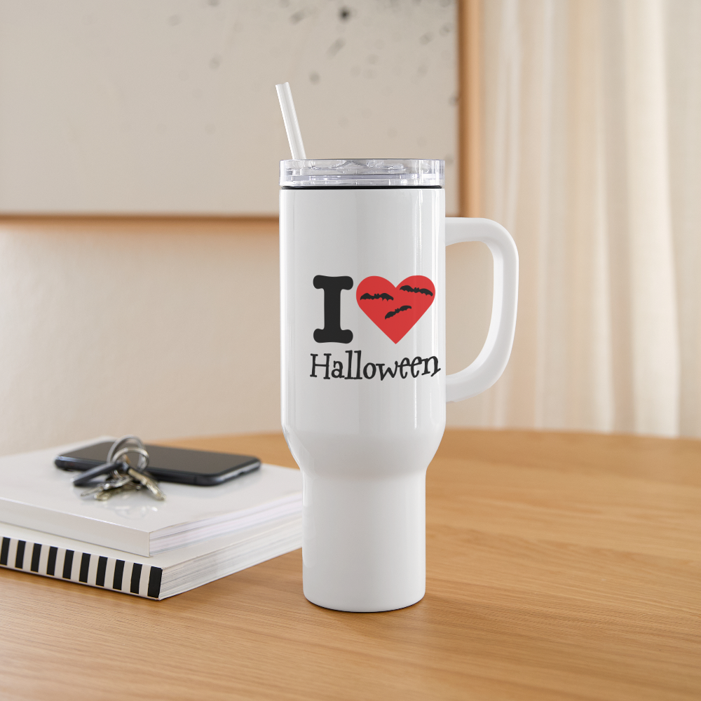 40 oz Travel Tumbler "I Love Halloween" - white