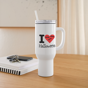 40 oz Travel Tumbler "I Love Halloween" - white