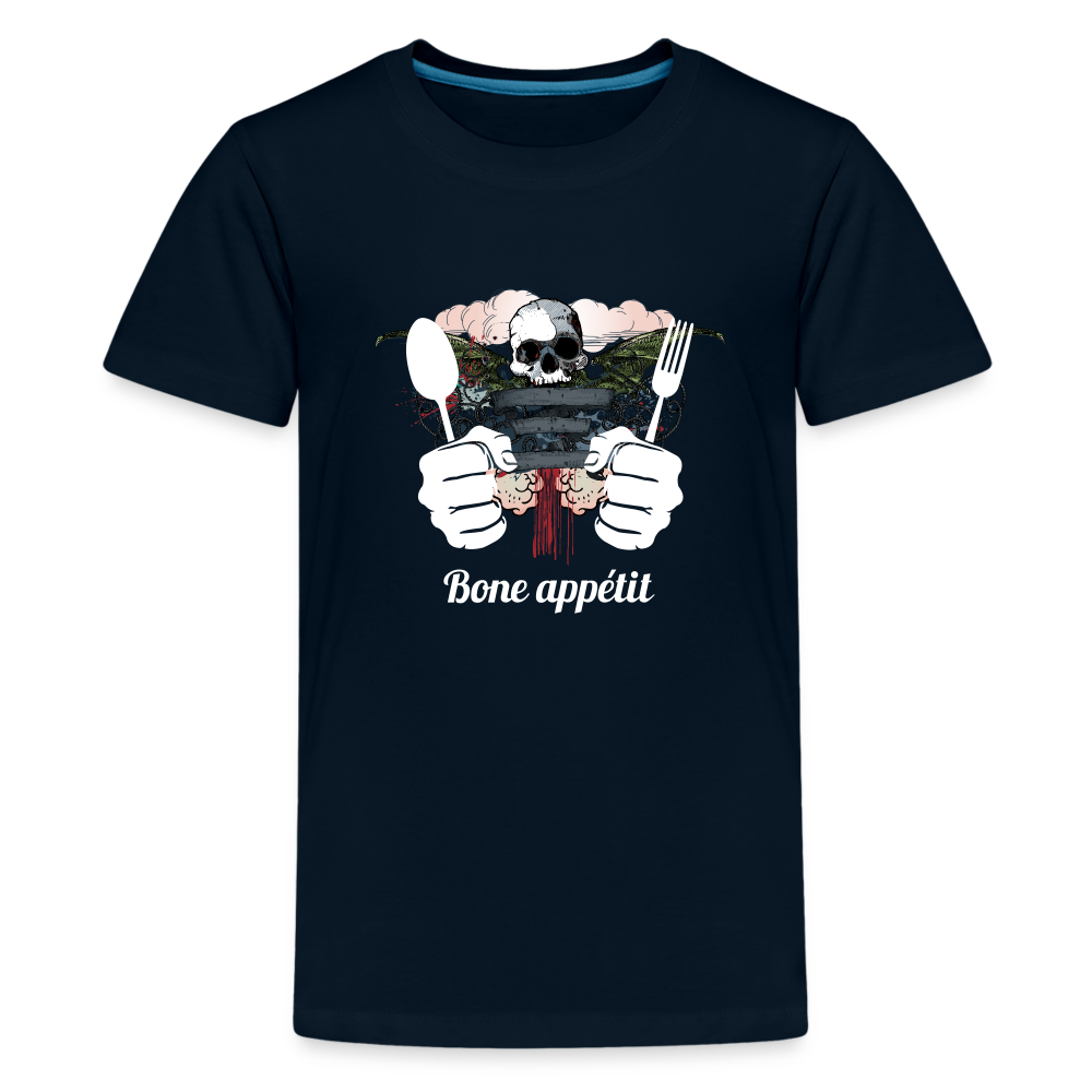 Kids' Premium T-Shirt "Bone appétit" - deep navy