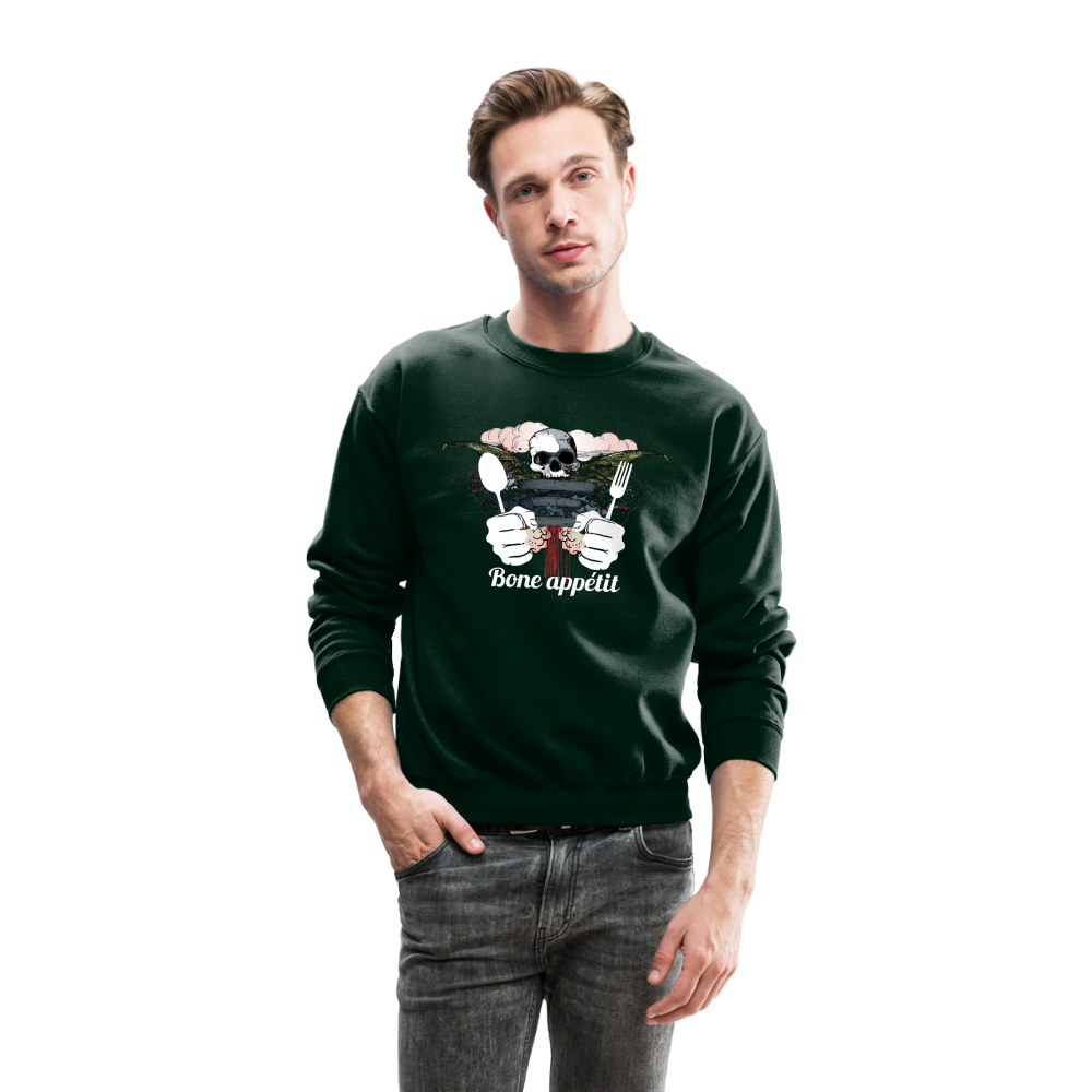 Crewneck Sweatshirt "Bone appétit" - forest green