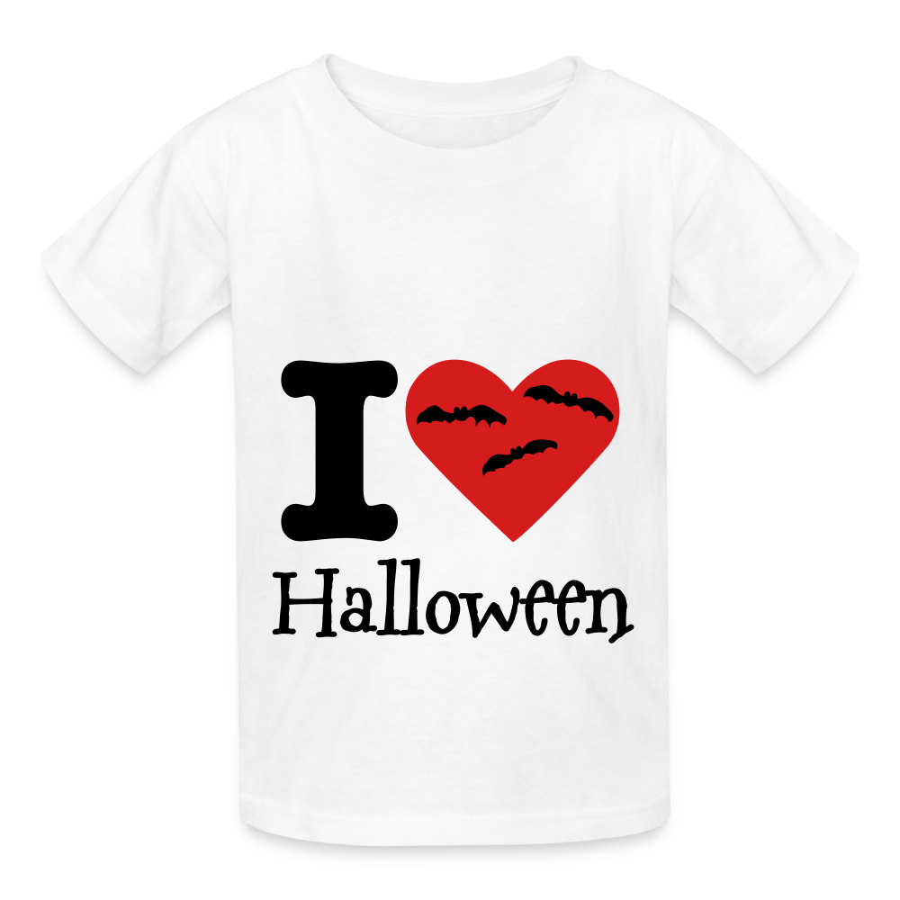 Hanes Youth Tagless T-Shirt "I Love Halloween" - white