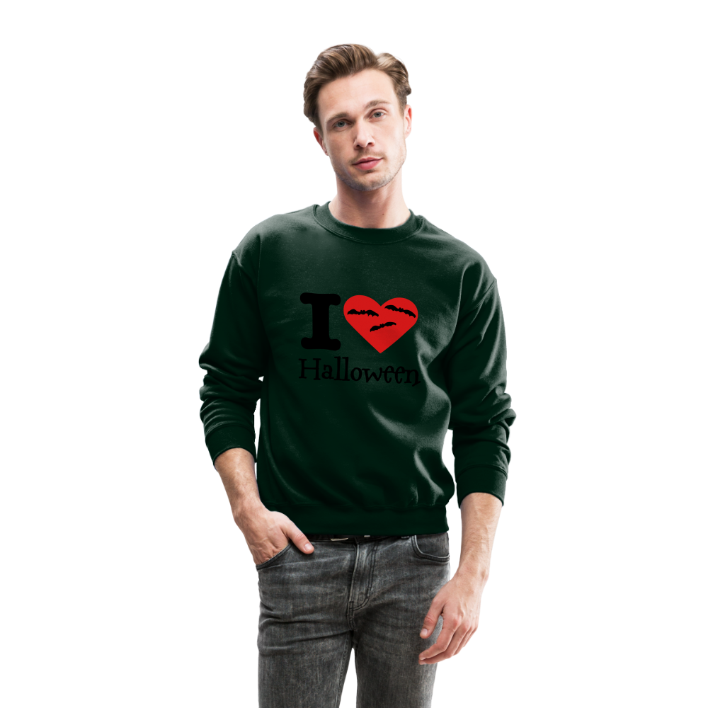 Crewneck Sweatshirt "I Love Halloween" - forest green