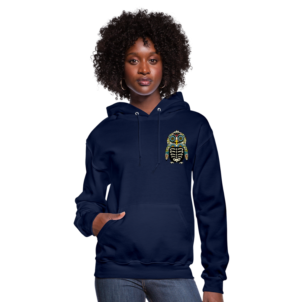 Women's Hoodie "Colorful Owl" - navy