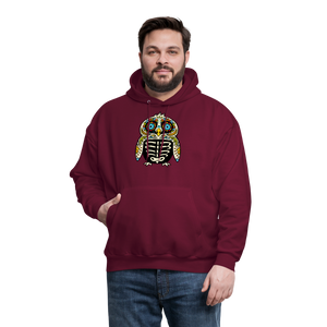 Men's Hoodie "Colorful Owl Blue Eyes" - burgundy