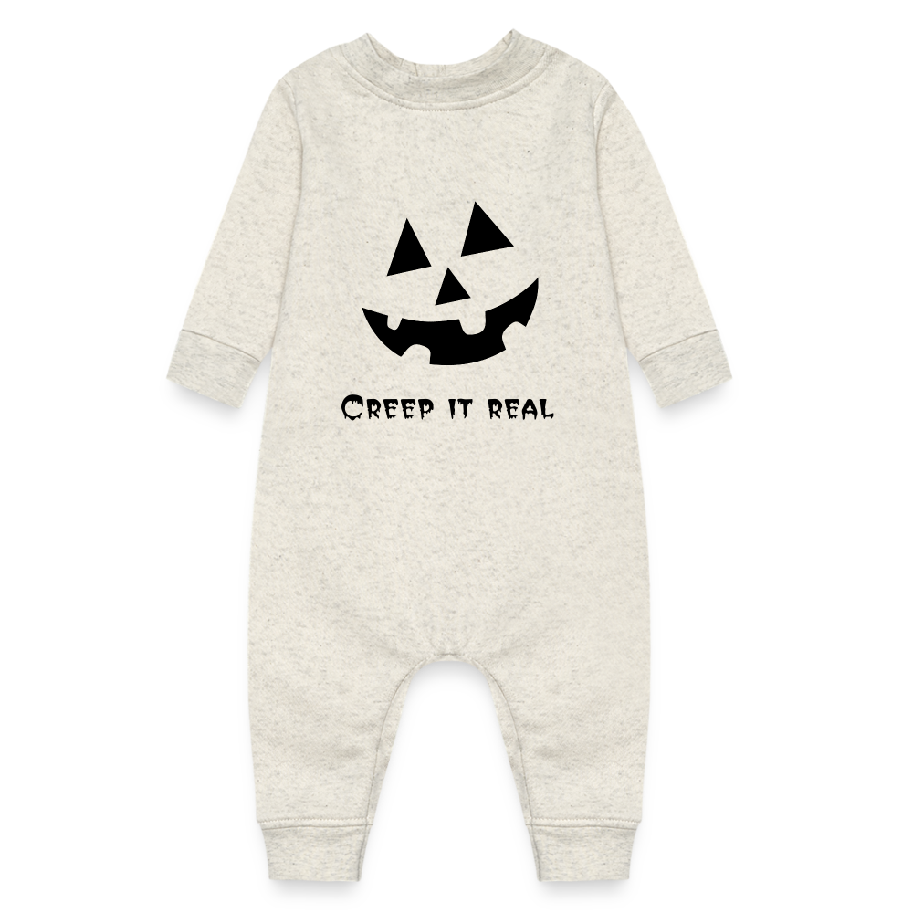 Baby Fleece One Piece "Jack-o'-lantern" - heather oatmeal