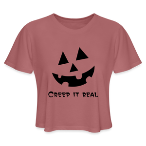 Women's Cropped T-Shirt "Jack-o'-lantern" 🎃 - mauve