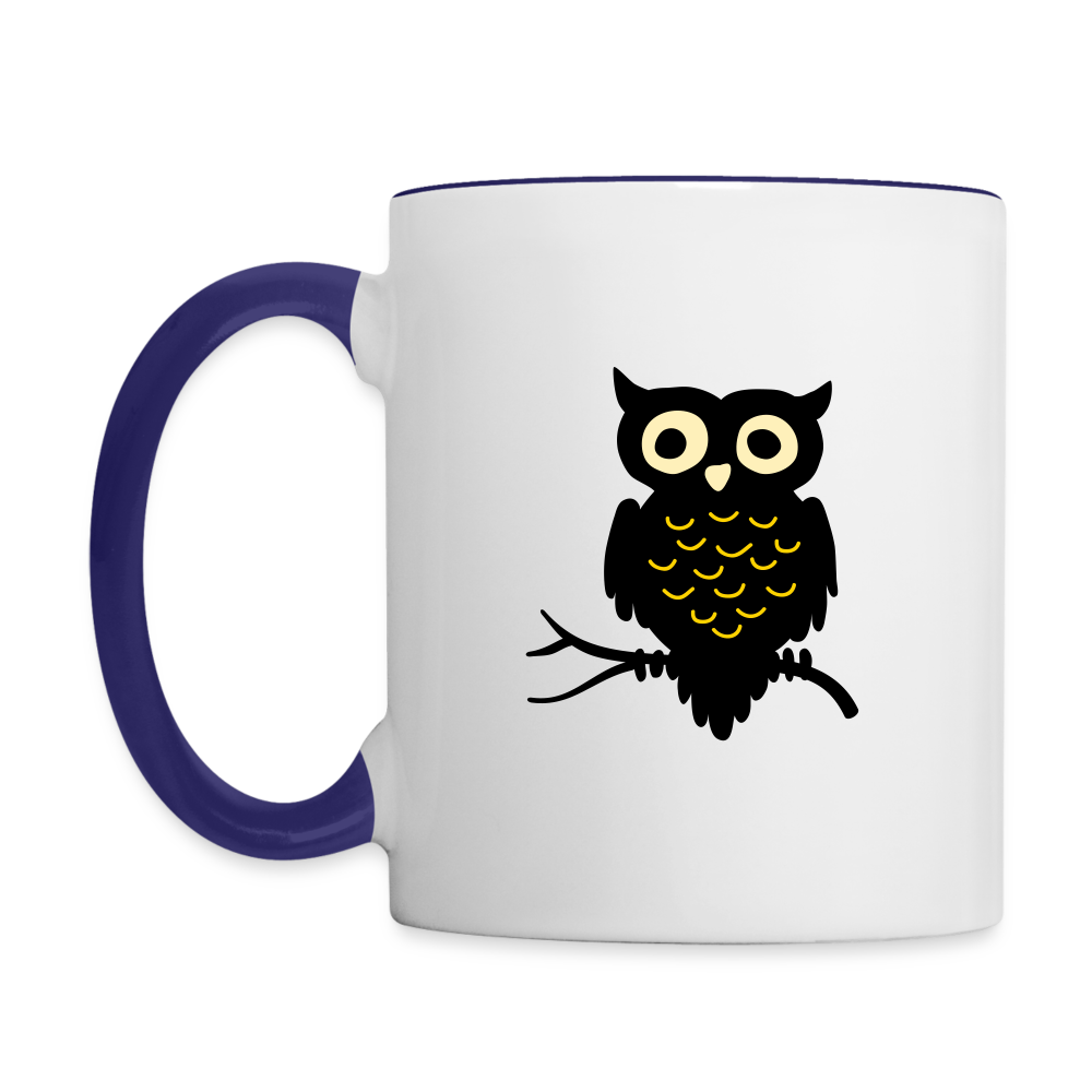 Contrast Mug "Cute Owl" - white/cobalt blue