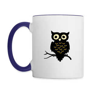 Contrast Mug "Cute Owl" - white/cobalt blue