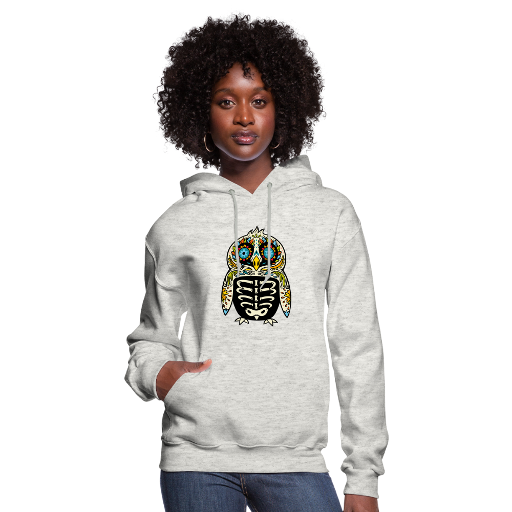 Women's Hoodie "Colorful Owl Blue Eyes" - heather oatmeal