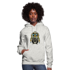 Women's Hoodie "Colorful Owl Blue Eyes" - heather oatmeal