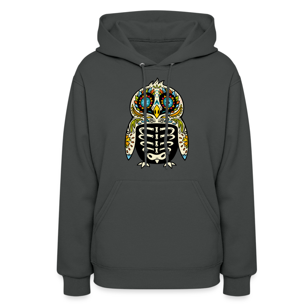 Women's Hoodie "Colorful Owl Blue Eyes" - asphalt