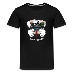 Kids' Premium T-Shirt "Bone appétit" - black