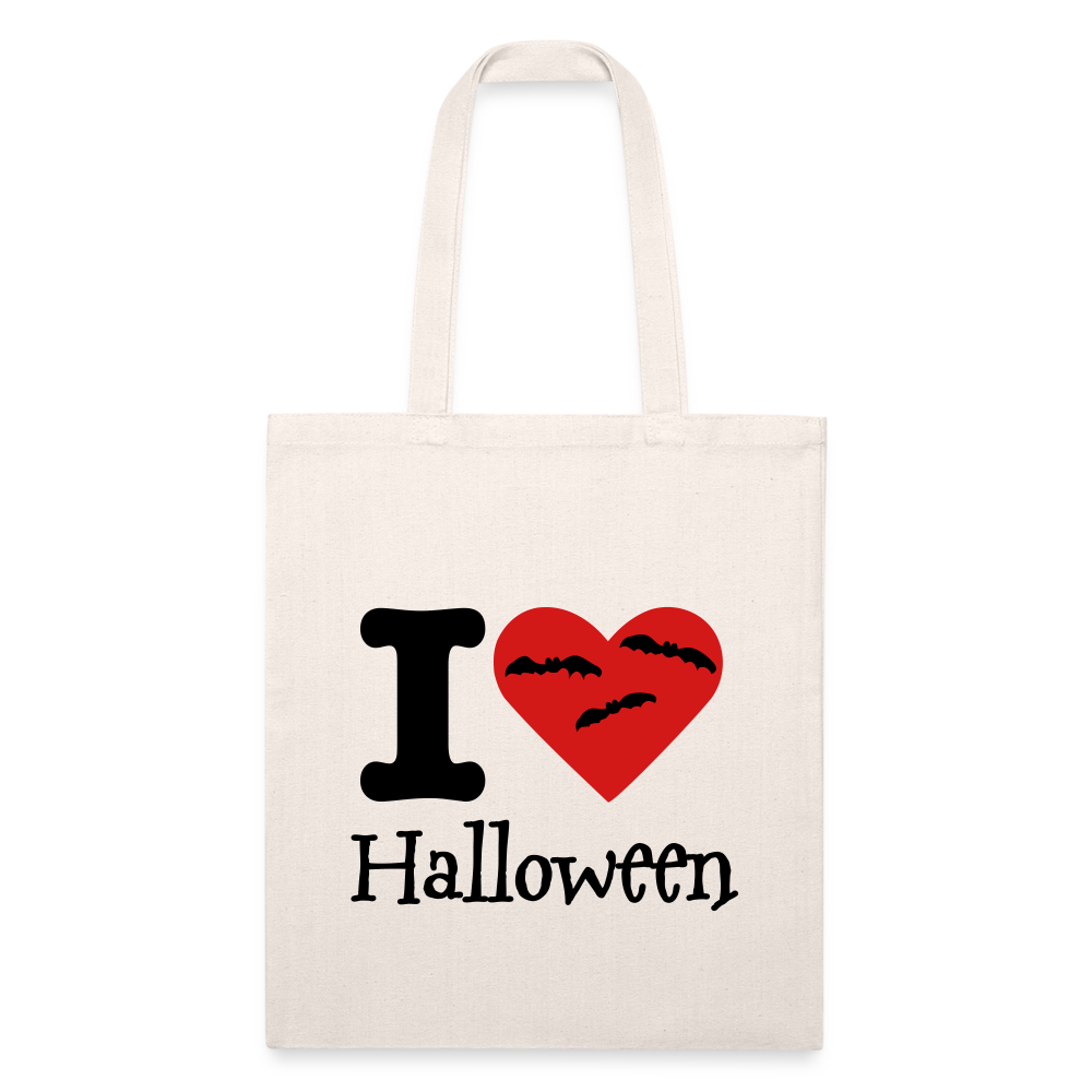 Recycled Tote Bag "I Love Halloween" - natural