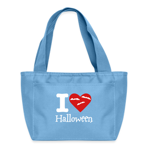 Recycled Insulated Lunch Bag "I Love Halloween" - light blue