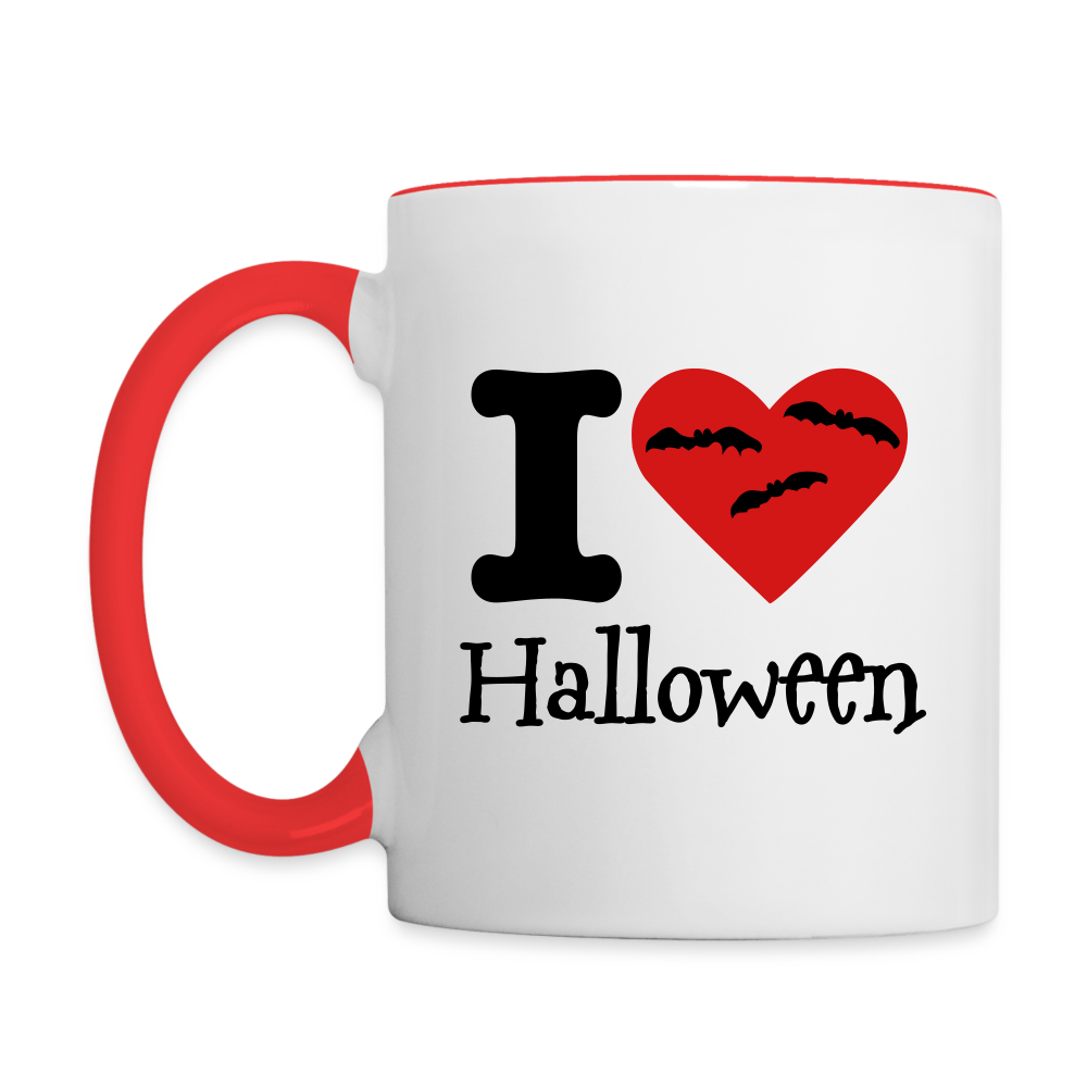 Contrast Mug "I Love Halloween" - white/red