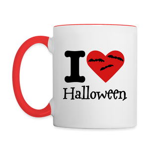 Contrast Mug "I Love Halloween" - white/red