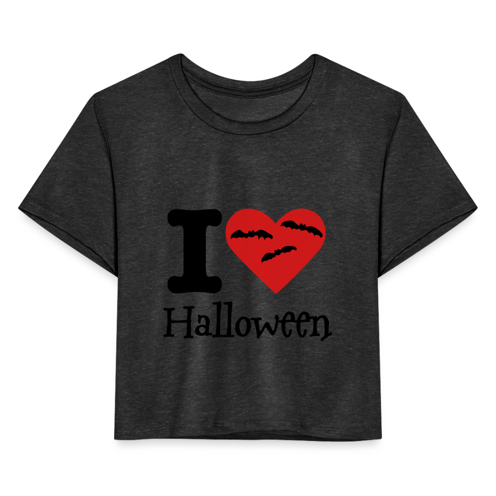 Women's Cropped T-Shirt "I Love Halloween" - deep heather