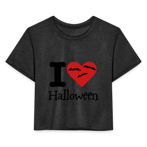 Women's Cropped T-Shirt "I Love Halloween" - deep heather