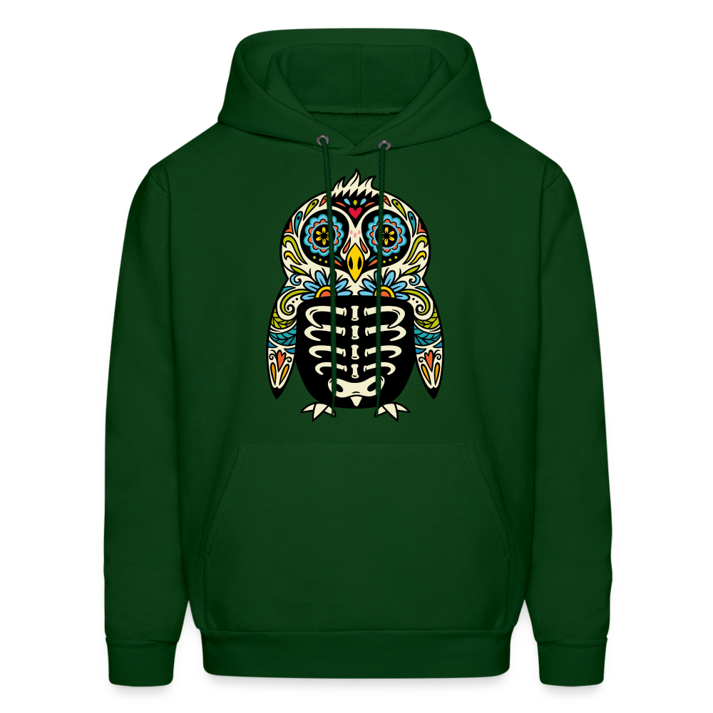 Men's Hoodie "Colorful Owl" - forest green